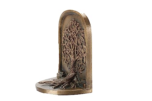 Craftsman Road CR-TLB Tree Of Life Bookends, Antique Brass, 2 Decorative Bookends For Shelves Or Bookcase, Cast Iron thumb #3