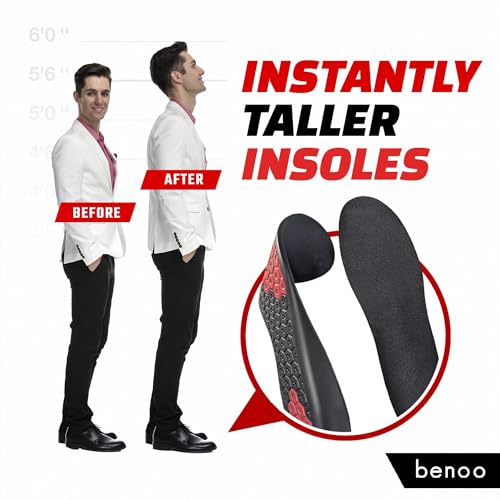 Image of Height Increase Insoles for Men (+1 inch) Discreet Shoe Lifts, All Day Comfort, Shock-Absorbent Gel, Trim to Fit Inserts for Most Sneakers & Shoes, Confidence Boosters (Mens 12-14)