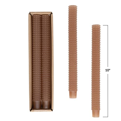 Creative Co-Op Unscented Hobnail Taper Candles in Box, Set of 2, Cappuccino by Creative Co-op - Image 3