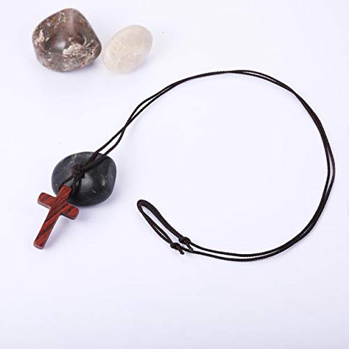 Natural Wooden Cross Pendant Necklaces for Women Men Sandalwood Handcrafted Gift Wood Hang from Car Rearview Mirror Pendant Vehicle Decoration3
