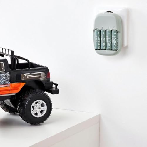 Image of IKEA STENKOL /LADDA Battery Charger and 4 Rechargeable Batteries HR06 AA 1.2V, 1900mAh