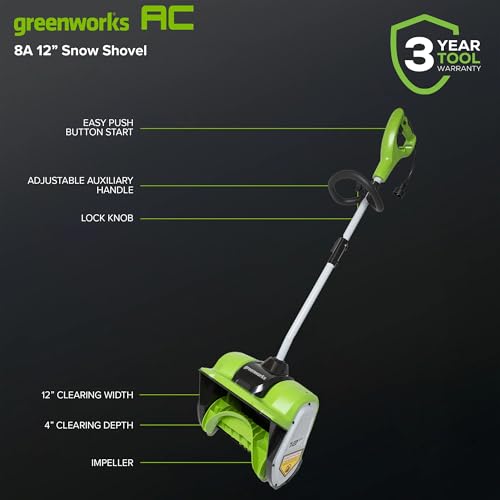 Image of Greenworks 8 Amp 12 inch Electric Snow Shovel
