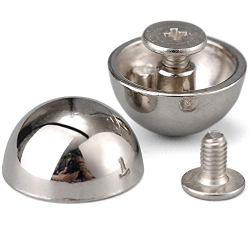 Yoranyo 20 Sets 15X8Mm Dome Spikes And Studs 19/32" Handbag Feet Silver Color Round Spikes Screw Back Studs And Spikes For Clothing Shoes Leather Craft Belts Bags Accessories With Installation Tool #TOP2