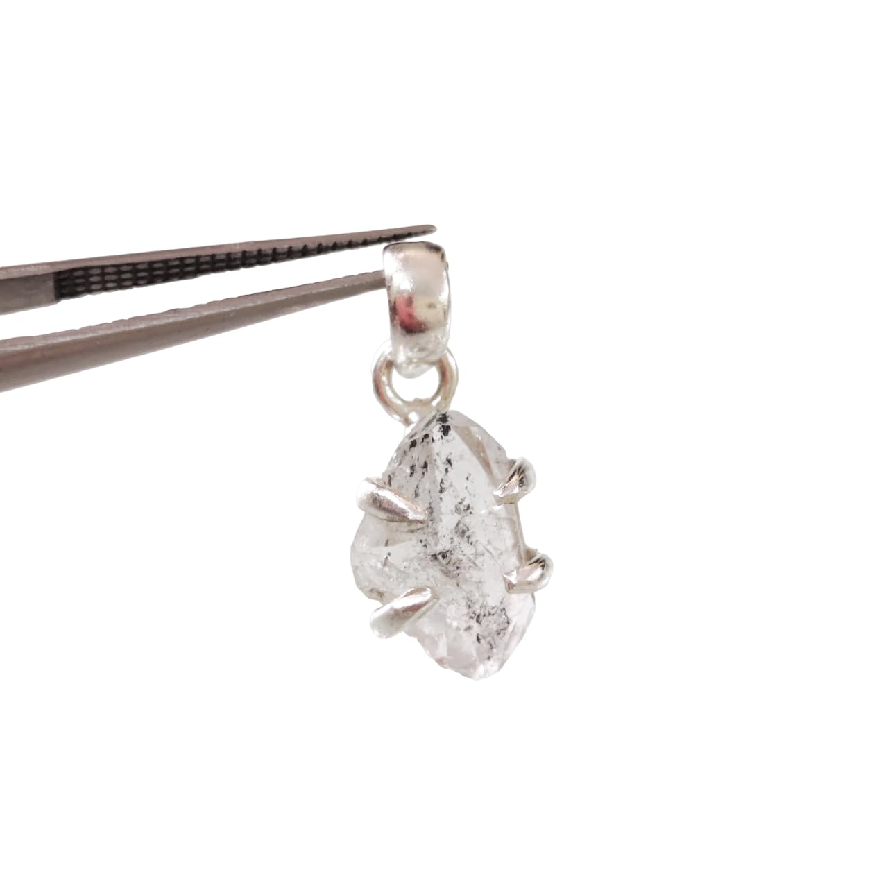 Rough Herkimer Diamond Pendant, Natural Herkimer Diamond Pendant, Birthstone, Womens Pendant Necklace, 925 Sterling Silver, Christmas, Thanksgiving, Mens Pendant, Handmade Jewelry, Raw Stone Pendant