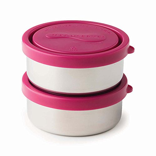 U-Konserve - Round Containers, Stainless Steel, Pack in Lunches, Picnics and Travel, Perfect for Nuts, Raisins, Hummus and Dips and More, Dishwasher Safe (Small, Magenta, Set of 2)