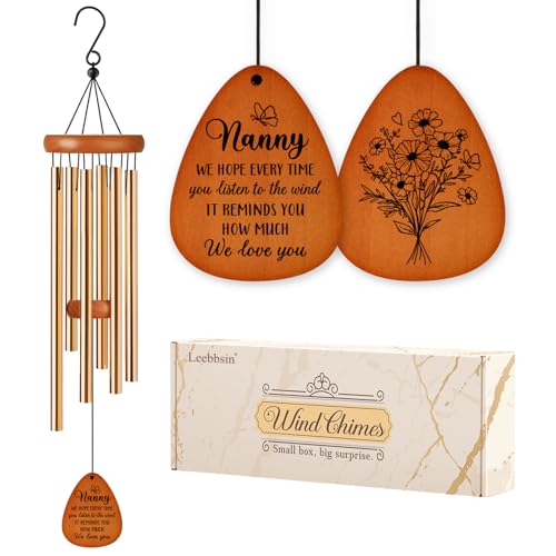 Leebbsin Gifts for Nanny, Nanny Wind Chime, Best Gift for Nanny, Birthday Gift Idea from Grandkids, Best Gifts Ideas for Mothers Day, Christmas