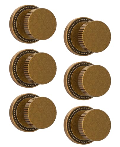 Asidrama 6 Pack Antique Brass Privacy Door Knobs with Lock, Vintage Door Handles with Antique Brass Door Knobs Interior for Bedroom or Bathroom, Heavy Duty Door Lever for Left Right Sided Doors