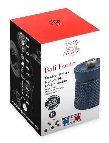 PEUGEOT - Bali 8 cm Pepper Mill - Classic Grind System - Cast Iron - Lifetime Guaranteed Mechanism - Made in France - Blue Colour - Image 2