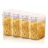 Cozlly 4 Contenitori Ermetici per Alimenti, Barattoli Cucina in Plastica Trasparente Senza BPA, Scatola Porta Alimenti Secchi per Pasta, Riso, Cereali, Farina, Legumi