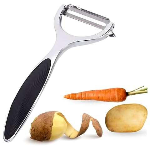Y-peeler, Peelers For Kitchen with a Sharp Blade and Eye Remover + Black Grip to Better Support Vegetable Peelers For Kitchen Stainless Steel Apple Peeler Fruit Peeler Small Size. Cover