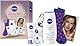 NIVEA Skincare Love Geschenkset, Pflegeset mit verwöhnenden Pflegeprodukten, Geschenkbox mit Pflegelotion, Pflegedusche, Gesichtspflege und stylishen Socken