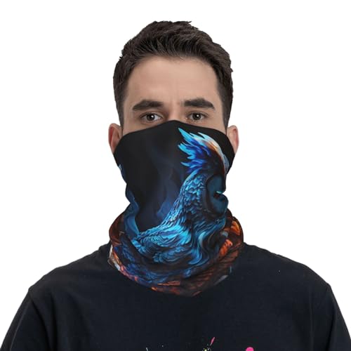 Pañuelo para cuello y cubrebocas Owl azul con fuego rojo, bufanda y pasamontañas para mujer y hombre, máscara para moto, ciclismo, esquí y fiesta miniatura 2