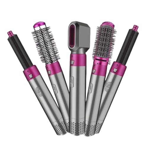 Kit de Modelador de Cabelo 5 em 1, Multifuncional, Escova Rotativa, Rosa e Prata, 110V