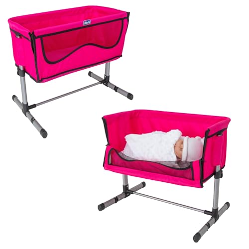 HTI Chicco Junior Next2You Bedside Pink Cot | Fold-Down Crib Toy | Adjustable Dolls Bedside Nursery Cot | Dolls Pushchair & Pram Toy Accessories | Kids Doll Playset for Girls | Ages 3+