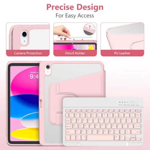 Image of besky Keyboard Case for iPad A16 11th /10th Gen 11 /10.9 Inch, 360 Rotatable