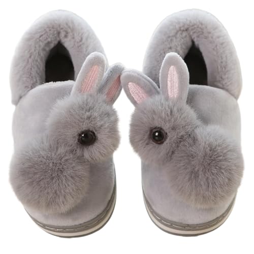 Cozy Enclosed-heel Cotton Slippers for Women Warm Comfort Soft Slippers Thickened Soles Non-slip Soles Cute Cartoon Rabbit Slippers Winter Slippers