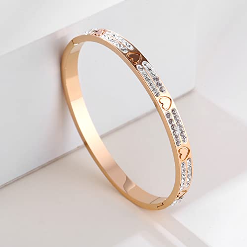 image for YCSLYW Women's Stainless Steel Bracelet Jewelry Crystal Bracelet With 