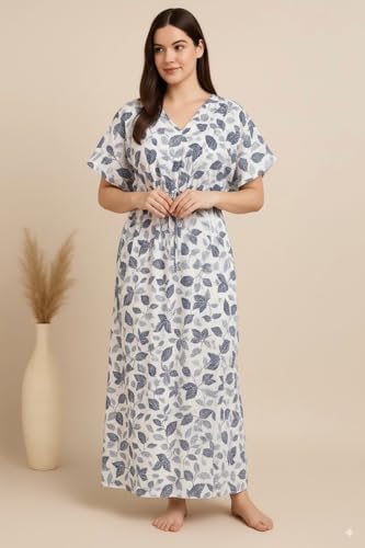 Image of Bahumaan Pure Cotton Kaftan Nighty for Women | Kaftan Maxi for Women | Kaftan Night Gowns for Women | Cotton Nighty for Women Stylish |