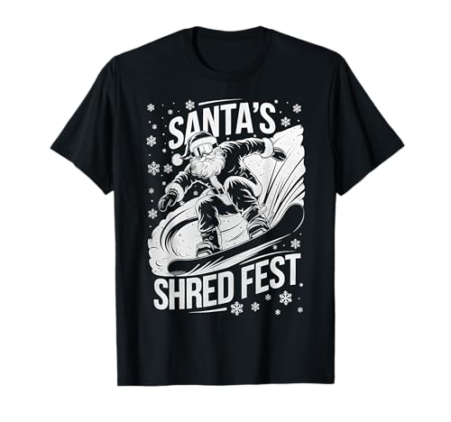 Navidad Snowboard Santa Snowboarder Shred Fest Camiseta