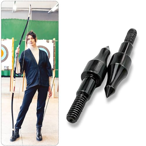 Qoaimu 100 Grain Archery Arrow Field Points Field Tips, High Precision 100 Grain Field Points, Screw-in Bullet Points for 5/16 Inch Arrows Broadheads for Recurve, Compound Bow Crossbow