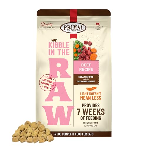 Primal Kibble in The Raw, Freeze Dried Cat Food, Beef,