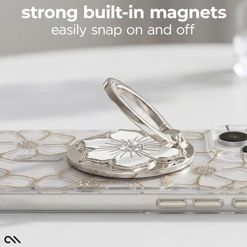 Soporte de anillo magnético de gemas florales elegante para iPhone 16 Pro Max 4
