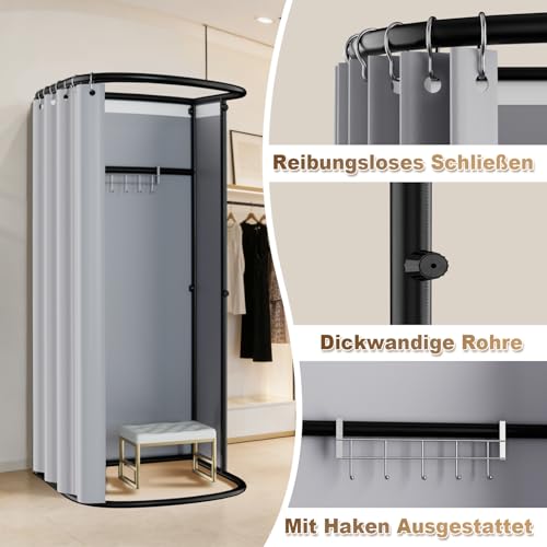 LXSEHN Umkleidekabine Freistehend, U-Form Bewegung Spur Umkleideraum, Bodenstehende Tragbarer Sichtschutz, Schattierung umkleide Öse Eisenhalterung, für Büro Einkaufszentrum