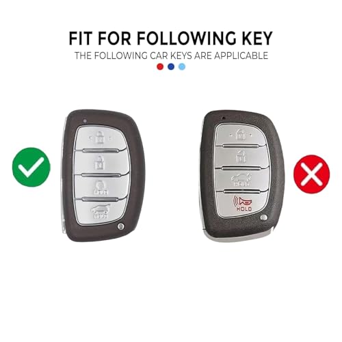 Image of BKN Luxury Metal Soft Car Key Cover Shell with Keychain & Full Protection Compatible with Hyundai Venue Elantra Alcazar Tucson i20 N Line 2021, Creta 2020, i20 2020 (4 Button Smart Key)