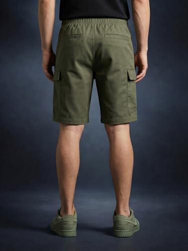 Image of Veirdo Men Twill Woven Cargo Shorts Lightweight Summer & Outdoor Wear Drawstring Waist Multi Pocket Design Adjustable Fit Comfortable, (S to 2XL)