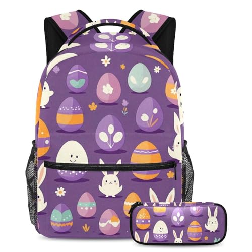 Sac à dos ado fille garçon violet avec trousse d'école