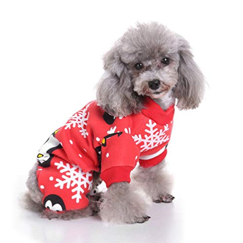 POPETPOP Dog Pajamas Pet Clothes Cat Onesie Dog Onesie Jumpsuits Pet Christmas Costume - Size, Red - Image 4