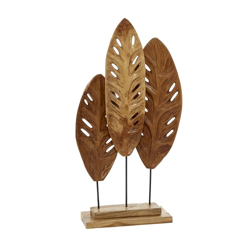 Deco 79 Teak Wood Leaf Handmade Decorative Sculpture Home Decor Statue, Accent Figurine 12' x 5' x...
