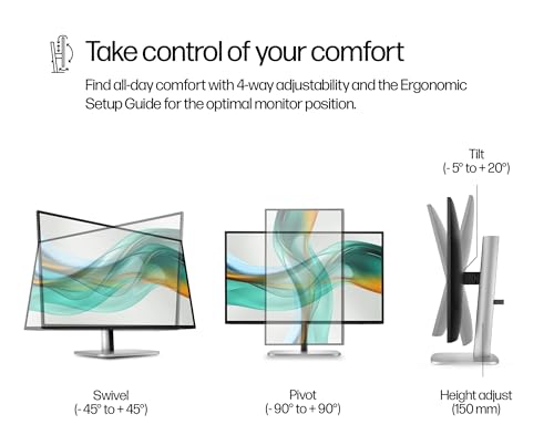Image of HP Series 5 Pro 527pu 27 inch QHD USB-C Docking Monitor | 4-Way adjustability Tilt /Swivel /Pivot /Height, VESA Mount, Displayport, Black /Silver, W /DKZ Hub