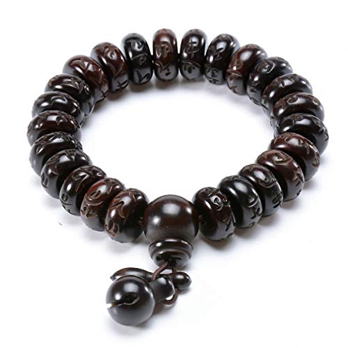 Image of Tibetan Buddhist Mala Buddha Bracelet Natural Wood Bead Bracelet Om Meditation Yoga Prayer Bracelets