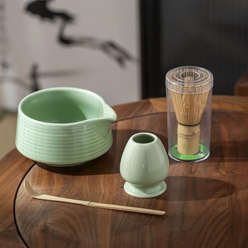 Miniatura 2 de Matcha Kit Té Matcha Kit De 4 Piezas Para La Ceremonia Del Té: Cuenco De Cerámica Con Pico Vertedor, Batidor De Bambú Con Soporte, Cuchara Para Matcha Clásico Regalo Verde Para La Ceremonia Del Té