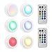 Produktbild Volwco Wireless LED Puck Lights, RGB-Farbwechsel Unter Kabinettbeleuchtung Mit Fernbedienung, Batteriebetriebene Dimmbare Wandleuchten Für Küche, Garderobe, Bücherregal, Keller, Bar - 6er Pack