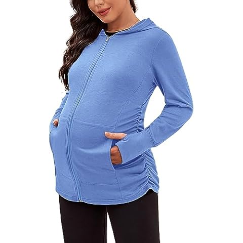 DEBELLY Maternity Zip-Up Hoodie with Pockets Cover