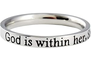 Faith Over Fear Ring: God is Within Her - Stackable Jewelry for Inspiration and Strength