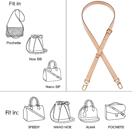 Image of Vachetta Genuine Leather Adjustable Genuine Leather Crossbody Straps Replacement (Apricot)