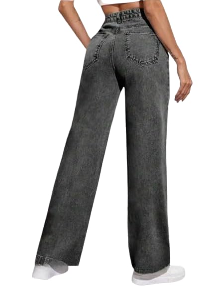 Image of Comfits Women's Baggy Wide Leg Jeans, Loose Fit, Grey