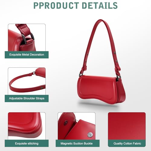 YDSIII Shoulder Bag, Women's Vintage Vegan Leather Shoulder Purse with Adjustable Strap4