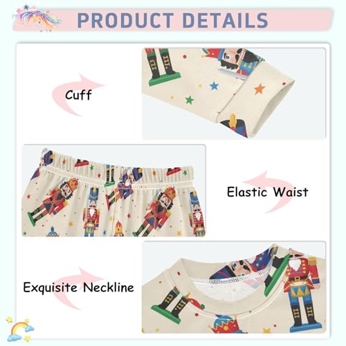Pajama Sets Long Sleeve Colorful Cute Nutcracker Soft Comfy Sleepwear 2 Piece PJS 3-8T4