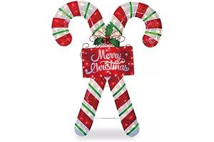 Christmas Wonderland: Gigantic Glittering Double Candy Canes Light-Up Merry Christmas Sign