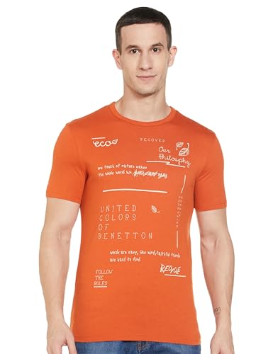 Image of UNITED COLORS OF BENETTON Men's Cotton Solid Regular Fit T-Shirt