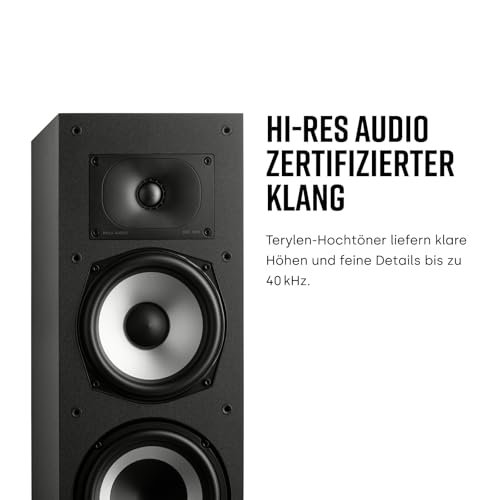 Polk Audio Monitor MXT60 kompakter Standlautsprecher, HiFi und Heimkino Lautsprecher, Hi-Res Zertifiziert, Dolby Atmos und DTS:X kompatibel (Stück), Schwarz