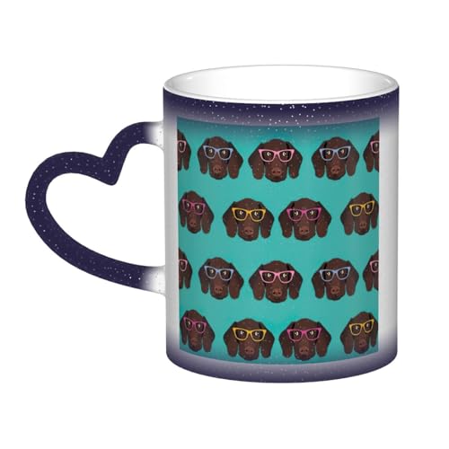 DURAGS Taza de café y té con puntero alemán de pelo corto en vasos sensibles al calor, elegante taza de café y té de cielo estrellado para uso doméstico y de oficina
