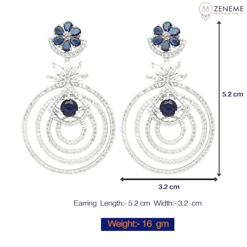 American Diamond Floral Layered Drop Earrings