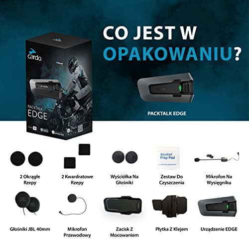 Cardo Packtalk Edge Motocykl System Komunikacji Bluetooth Domofon, Pojedyncze opakowanie, Czarny, PT200001