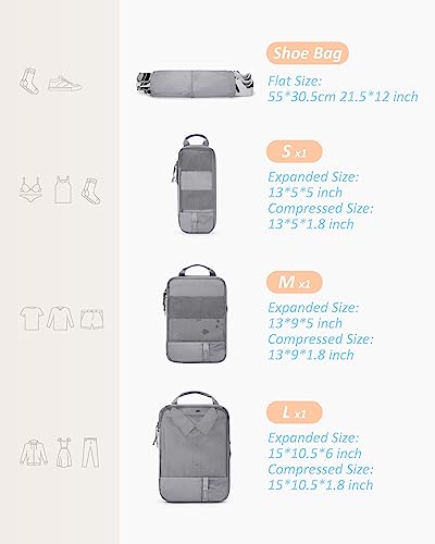 Image of BAGSMART Compression Packing Cubes for Travel, Lightweight Vacation Essentials, Suitcase Organizer Bags Set, Durable Luggage Organizer Travel Accessories (2 /4 /6 Set)