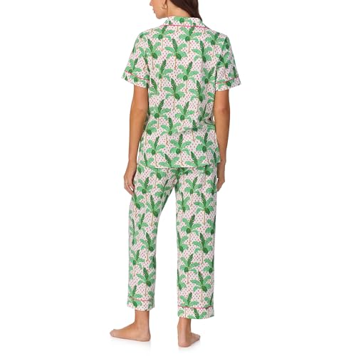 Image of Bed Head PJs Womens Matching Pajamas - Soft Organic Cotton Button Down PJ Shirt & Cropped Pants Set - Loungewear & Sleepwear